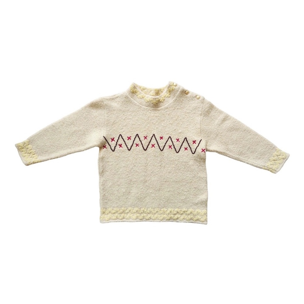 NWOT Vintage Pomme Framboise Girls Off-white Pullover Sweater Sz. 5 yrs/110 cm